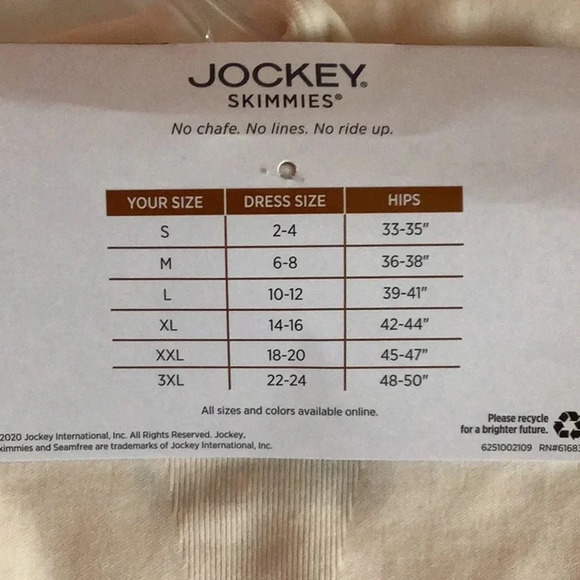 Jockey Size XXL Skimmies No Chafe Smoothing Slipshort. New With Tags - Picture 3 of 5